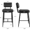Nasitip 2PACK Bar Stools Set, 26" Faux Leather Counter Height Bar Stool with Back, Metal Legs, Barstool Chairs Set - 3 of 4