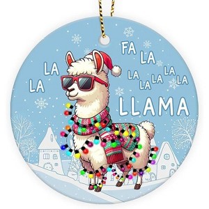 Lomsoe Cute Llama Christmas Ornaments 2025 Llama Ceramic Tree Decor 2-Sided Rustic Xmas Decor Christmas Tree Ornament Christmas Gift - 1 of 1