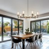 DORESshop 31.5in.8-Light Brushed Nickel Candle Chandelier Pendant Light with Clear Cylindrical Glass Shades and E26 Base - 3 of 4