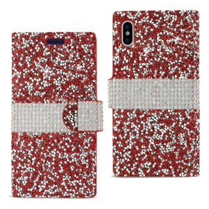 Reiko iPhone X/iPhone XS Diamond Rhinestone Wallet Case in Red - 1 of 4