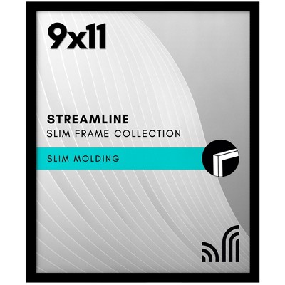 Americanflat 9x11 Picture Frame - Streamline Collection - Thin Border Photo Frame for Tabletop and Wall Display - Black