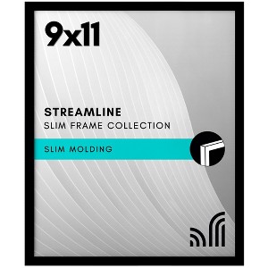 Americanflat 9x11 Picture Frame - Streamline Collection - Thin Border Photo Frame for Tabletop and Wall Display - Black - 1 of 4