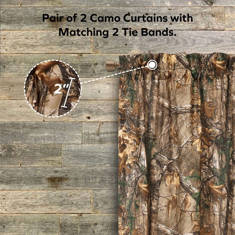 Realtree Xtra Camouflage Rod Pocket Window Curtains - Camo Drapes in Forest and Rustic Theme, Perfect for Bedroom, Farmhouse, Cabin, and Kitchen, 2 of 7