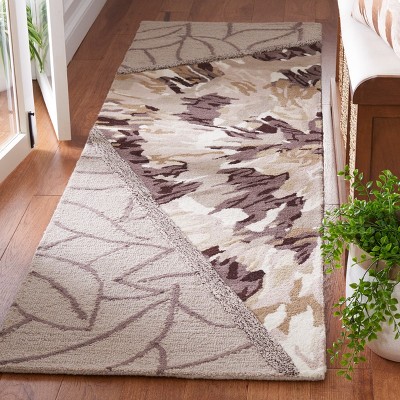 Beige and Brown Wool Tufted Runner Rug, 2'3" x 8'