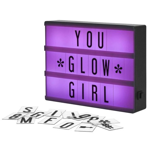 Gemaxvoled Cinema Light Box- A4 Size Color Changing Cinematic Light Up Box  Sign with 160 Letters Numbers and Symbols, Personalized LED Lightbox for