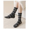 Anna-Kaci Women's 3 Pairs Knit Socks with Striped Pattern Heart Embroidery Ribbed Cuffs Soft Warm Fabric - 3 of 4