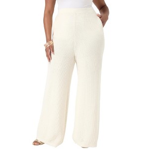 June + Vie by Roaman's Women's Plus Size Knitted Sweater Pants - 1 of 4