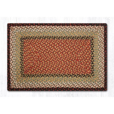 Earth Rugs Handwoven Burgundy/Mustard Oblong Braided Rug – Natural Jute Accent Rug