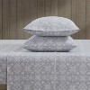 Kate Aurora Cozy Bed Collection 100% Cotton Flannel Aztec Gray Snowflakes Complete Sheet Set - 2 of 3
