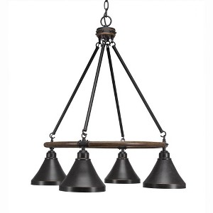 Toltec Lighting Blacksmith 4 - Light Chandelier in  Dark Granite with 7" Dark Granite Cone Metal Shade Shade - 1 of 1