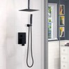 WOWOW 8-Spray 10 in. Dual Shower Head Wall Mounted Rain Shower Faucet with 1.8-GPM in Matte Black - 2 of 4