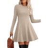 Ribbed Knit Sweater Dress for Women, Long Sleeve Crew Neck Fit and Flare A-Line Dress for Fall and Winter, Casual Office Wear Beige - 2 of 4