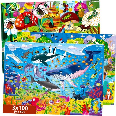 QUOKKA 100 - 150 Piece Floor Jigsaw Puzzles for Kids 3xSET | Ocean