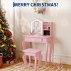 Kids Vanity with Mirror, Toddler Vanity Table and Chair Set, Girls Makeup Playset,Gift for Kids - 4 of 4
