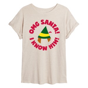 Women's - ELF - Christmas Family Set Omg Santa Oversized Graphic T-Shirt - 1 of 4