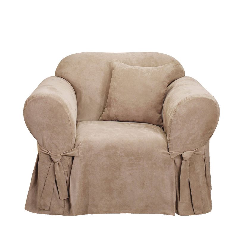 Soft Suede Chair Slipcover Taupe - Sure Fit, 1 of 6