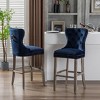 WestinTrends 29" Tufted Upholstered Velvet Bar Stool with Metal Footrest (Set of 2) - 2 of 4