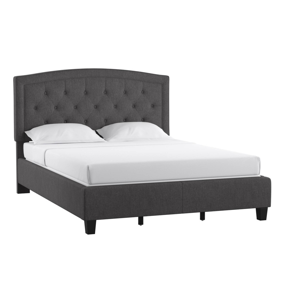 Photos - Bed Full Geralynn Adjustable Diamond Tufted Arch Back  Charcoal - Inspire Q