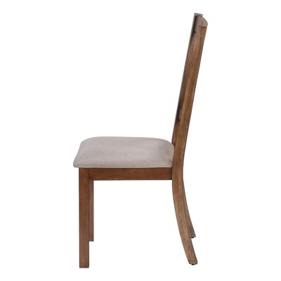 Brown Upholstered Leather Cross Back Side Chair