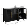 Homhougo 55" Large Buffet Sideboard Cabinet with 4 Glass Doors and Shelves, Modern Farmhouse Storage Cabinet Table Black - 2 of 4