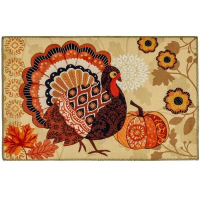 Olivia's Home Rustic Turkey Doormat – 22" x 32" Indoor Fall Accent Mat in Harvest Colors, Rectangle