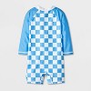 Baby Boys' Disney Mickey Mouse Surfing Full Zip Long Sleeve Rash Guard Unisuit - Blue - 2 of 3