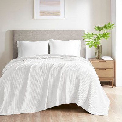 Sapphtopaz Waffle Weave Cotton Blanket, Ultra Soft Breathable Throw Blanket, 90"W x 90"L Cooling Blankets for Bed, Full/Queen Blanket