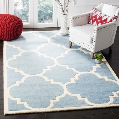 Hand-Tufted Blue and Ivory Wool Rectangular Rug, 3' x 5'