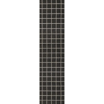 Mid-Century Modern Black & Cream Geometric 2'x8' Indoor/Outdoor Rug