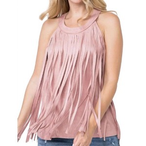 Women's Sleeveless Suede Fringed Top - VOCAL APPAREL - 1 of 3