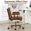 Bosmiller Faux Leather Home Office Desk Chair, Gold Base Vanity Chair with Wheels, Padded Seat and Armrests, Swivel Executive Computer Chair - 3 of 4