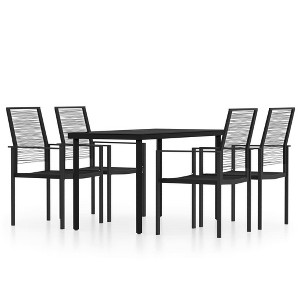 vidaXL Dining Set Black Powder-coated Steel, PVC Hollow Rattan, Glass - 55.1" Table Length 4 Items - 1 of 4