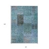 Teal Blue Aqua And Gray Patchwork Washable Indoor Outdoor Area Rug - 3 of 4