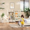 Vynxaria Bookshelf Series 24 in. Wide White Metal 4-Shelf Kids Bookcase with Extra Pocket and Side Pockets - 4 of 4