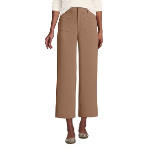 Lands' End Women's Crepe High Rise Patch Pocket Wide Leg Crop Pants - 1 of 3