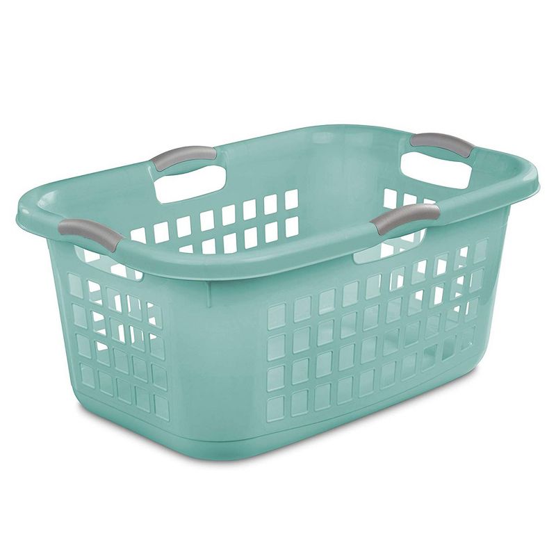 Sterilite 2 Bushel Ultra Laundry Basket, Large, Plastic with Comfort Handles to Easily Carry Clothes to and from the Laundry Room, Aqua, 12-Pack, 2 of 4