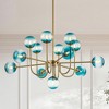 Rennnsan Veyla 38" W 13 -Light Gradient Blue Glass Dimmable Mid-Century Bubble Chandelier in Black & Brass Gold - 4 of 4