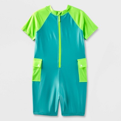 Kids' Adaptive Reversible Onepiece Rash Guard Cat & Jack™ Mint Green