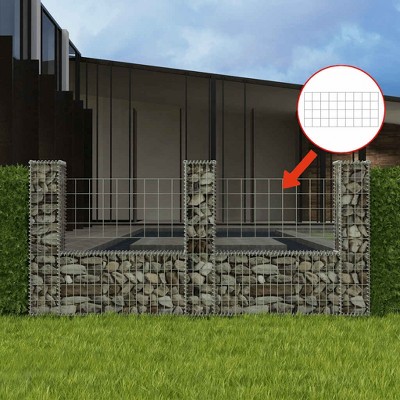 vidaXL Gabion Wall with Covers Galvanized Steel 118.1"x11.8"x19.7"