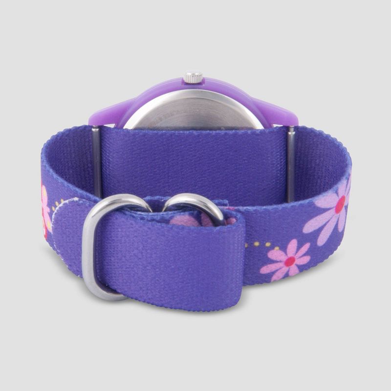 Girls&#39; Disney Minnie Mouse Plastic Time Teacher Hook And Loop Nylon Strap Watch - Purple, 3 of 7