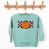 The Juniper Shop SmileyWorld Pumpkin Face Checkered Toddler Sweatshirt - 4T - Seafoam - 2 of 4