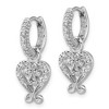 Black Bow Jewelry Rhodium Sterling Silver & CZ Heart, Hinged Hoop Earrings, 12 x 25mm - 2 of 4