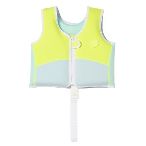 Sunnylife Kids Swim Vest 2-3 - Salty the Shark, Aqua Neon Yellow, 42lb Cap - 1 of 4