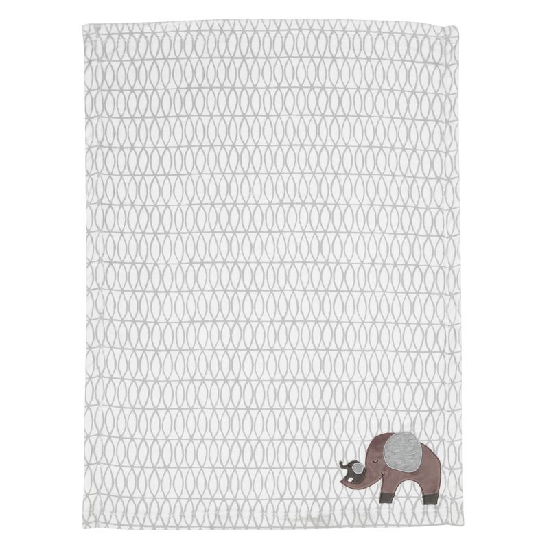 Bedtime Originals Elephant Love Gray/White Fleece Appliqued Baby Blanket, 2 of 7