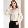 INSPIRE CHIC Women's Elegant V Neck Long Sleeve Office Work Satin Shirt - 3 of 4