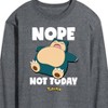 Men's - Pokémon - Nope Not Today Snorlax Long Sleeve Graphic T-Shirt - 2 of 4