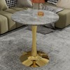 ChicFurnit Coffee Table Round Marble Top Mid Century Design for Dining Room or Apartment, Gold, 27.56"*27.56"*28.35" - 2 of 4