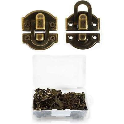 Okuna Outpost 50 Pack Antique Brass Hasp Lock, Box Toggle Latch with Extra Screws