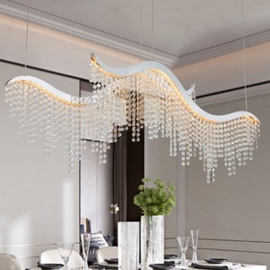 BAOURE 16in Luxury Crystal LED Chandelier Chrome Modern Chandelier Adjustable Height and Color Temperature for Living Room Dining Room Bedroom - 1 of 4