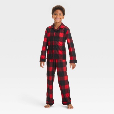 Boys' 2pc 'Buffalo Check' Long Sleeve Coat Pajama Set - Cat & Jack™ Red/Black XS